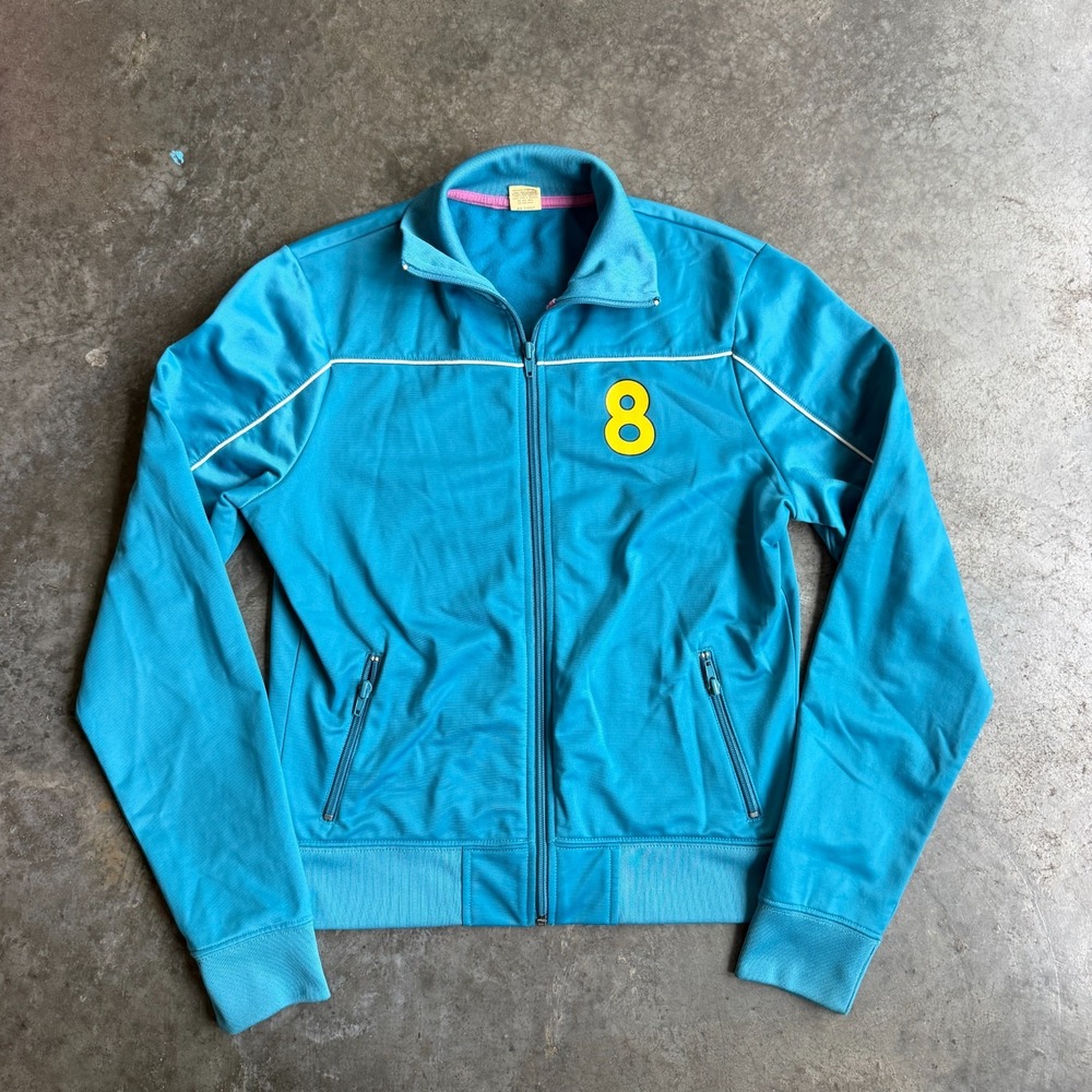 Y2K Hollister Teal Soccer Track Jacket Double Sided Full Zip Womens L 17x22